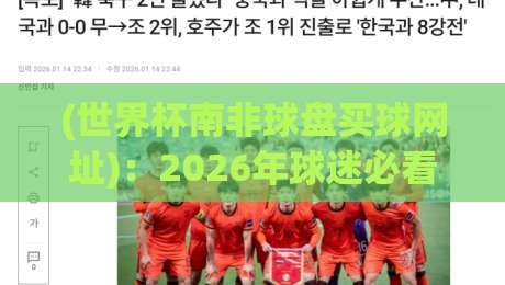 (世界杯南非球盘买球网址)：2026年球迷必看的安全选择与实战技巧